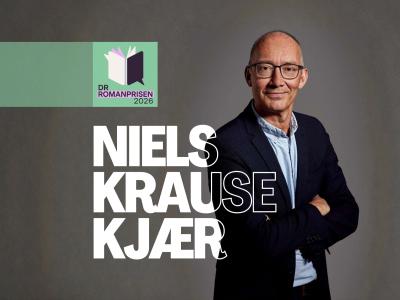 Portræt af Niels Krause-Kjær og logo for DR Romanprisen